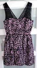 Taylor Evening Party Dress  Sleeveless Sheer Dots Purple Fit & Flare New Size 4