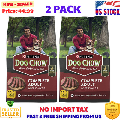 (2 pack) Purina Dog Chow Complete Adult Dry Dog Food for Adult Dogs 18.5 lb Bag
