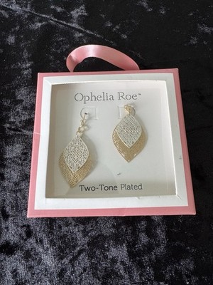 Ophelia Roe Two-Tone Teardrop Dangle Drop Earrings, Hook, No Stone