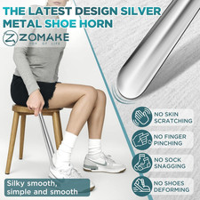 Metal Shoe Horn Long Handle for Seniors 16.5 Inch,Long Shoehorn Stainless Ste...
