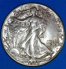 1945-P Mottled Walking Liberty Half Dollar BU 90% Silver Philadelphia Coin 50c