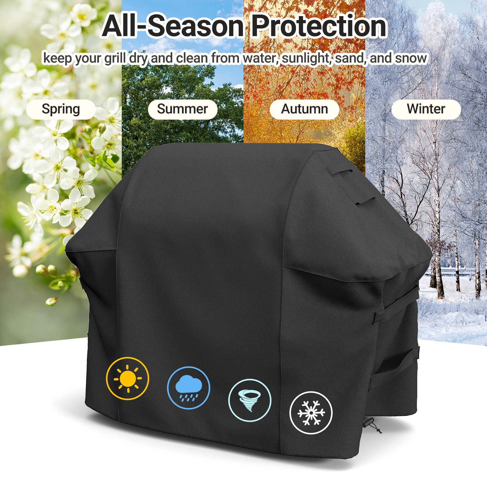 FOR Weber 7106 Grill Cover 52 x 42.8 Inch For Spirit 220 and 300 Series, Black