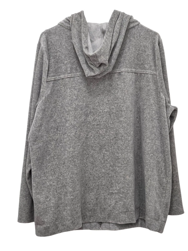 Jones New York Y2K Deportivo Gris Terciopelo Cremallera Sudadera con Capucha Chaqueta de Pista Sudadera Talla 1X Foto 2 de 4