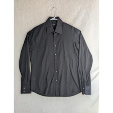 Hugo Boss Dress Shirt Mens 16.5 36/37 Button Up Black Long Sleeve 100 Cotton