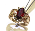 10k yellow gold marquise garnet cz cubic zirconia gemstone ring band 3.2g estate — photo 7