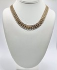 Vintage MONET Gold Tone Woven Fancy Flat Link Chain Collar Necklace 17” — photo 2