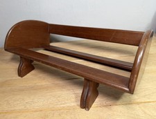 Antique Hand Made Carved Wooden Book Trough Shelf Rack Church Pew Bibles Display