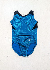 BEAUTIFUL GK Elite Gymnastics Dance Leotard Medium Mystique Blue MESH RAZORBACK