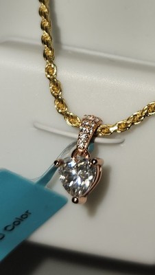 .80 CTW MOISSANITE GOLD OVER .925 HEART PENDANT W/16'' GOLD OVER .925 