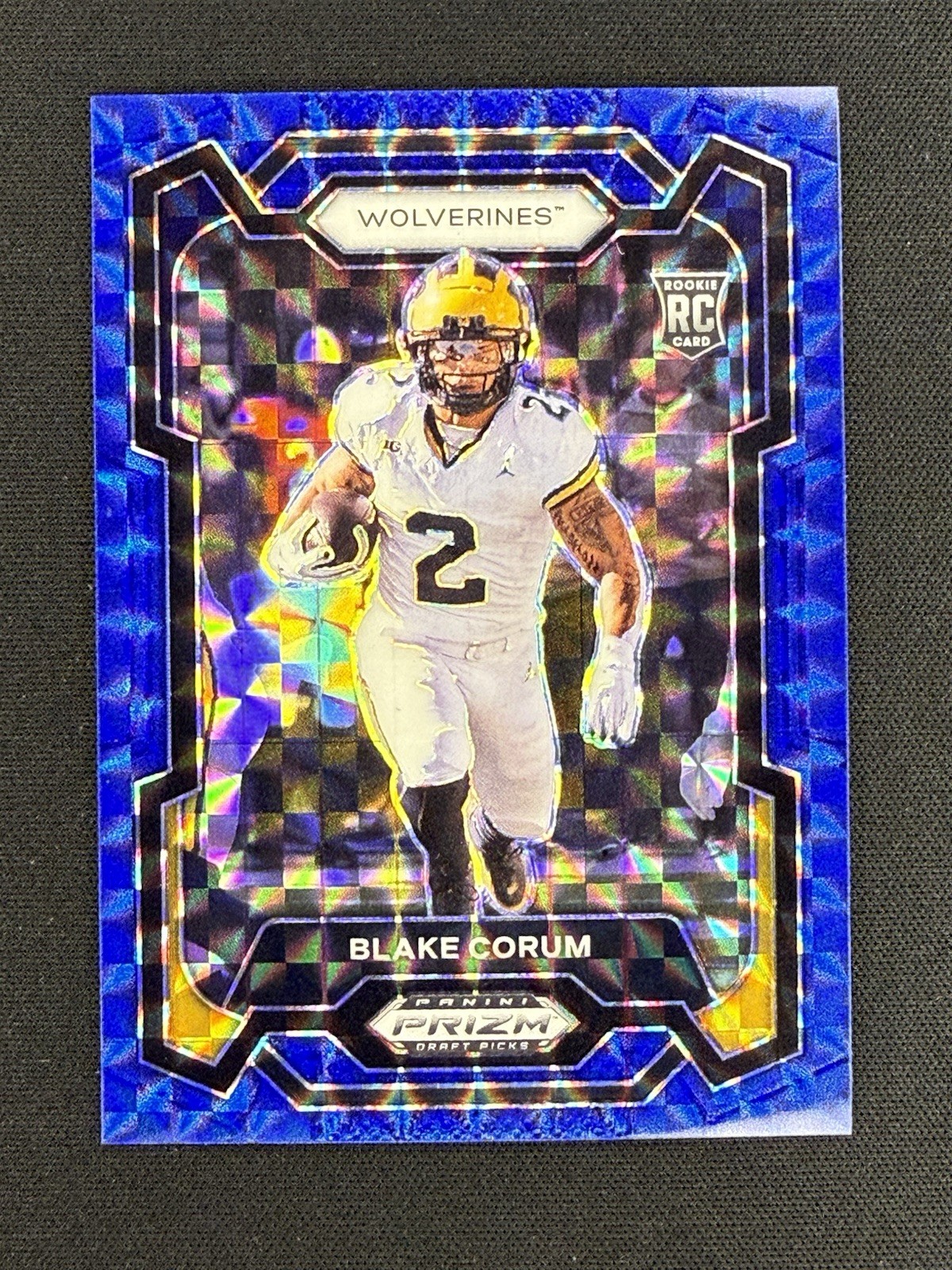 2024 Panini Prizm Draft Prizms Blue Finite Refractor #128 Blake Corum RC #/89