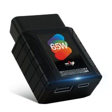 65W Car OBD2 to USB Adapter, OBD Male to Type-C USB-A Female Charger,