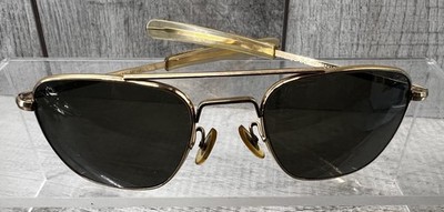 VTG General Optical Gold Aviator Sunglasses Bayonet Arms 