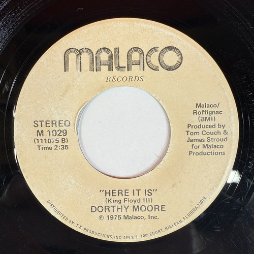 Dorthy Moore - Misty Blue / Here It Is 7" 45 rpm Vinyl Single 1975 Malaco Record - Foto 2 di 4