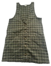 American Eagle Outfitters Button-up Mini Dress Green Plaid Size Medium