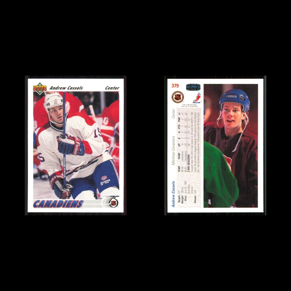 Andrew Cassels #379 1991 Upper Deck Montreal Canadiens Hockey Card NHL NM - Image 3 of 3