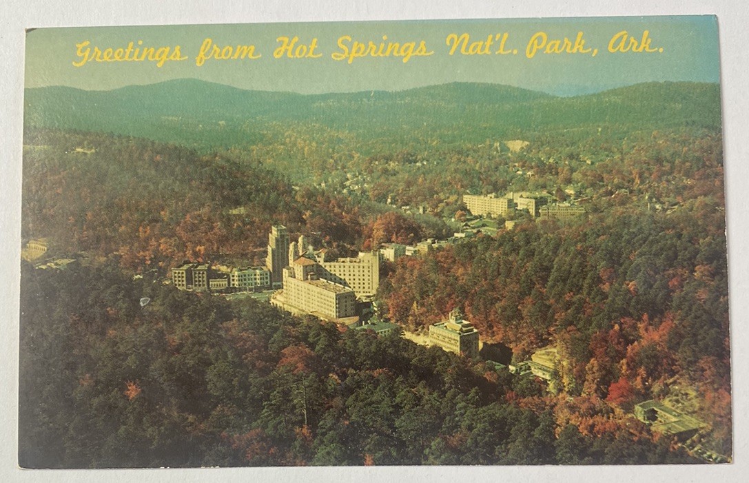 Vintage Postcard~ Autumn Aerial View of Hot Springs National Park Arkansas ~ AR