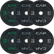 Olympic Bumper Plate Weight Set  100-370 lbs  Multiple Colors  Storage Rack O
