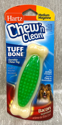 Hartz Chew 'N Clean Tuff Bone Bacon Scented Dental Dog Chew Toy Medium