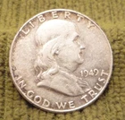 1949-P Franklin Half Dollar 90% Silver 50 cent - actual coin shown FREE SHIP