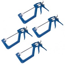 4 PACK ONE HANDED 150MM (6") RATCHET CLAMP QUICK RELEASE NON MARKING COVERS