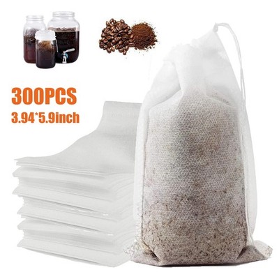 300×Disposable Drawstring Filter Bag   Biodegradable Tea Compostable 3.94''x5.9''