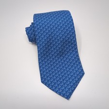 Vineyard Vines CSB Blue Script Pattern Blue Silk USA Made Classic Mens Neck Tie