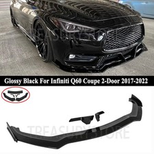 For Infiniti Q60 Coupe 2017-2022 Gloss Black Front Bumper Lip Wside Canards Kit