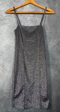 Forever 21 Bodycon Dress Women's Small Black Glitter Sleeveless Spaghetti Straps