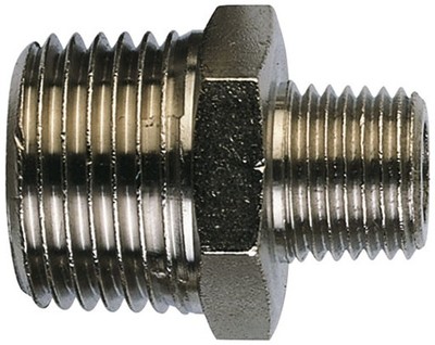 3/4 Zoll BSP Stecker auf 1/2 BSP Stecker reduzierende Brustwarze, pneumatisch, Flüssigkeiten, vernickelt 