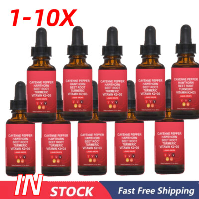 1-10X Cayenne Pepper Supplement Liquid Drops Hawthorn Berry, Vitamin D3 K2 de