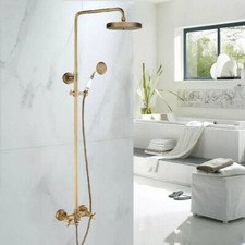 Antique Brass Bathroom 8" Round Rain Shower Head Faucet Set Mixer Tap frs822