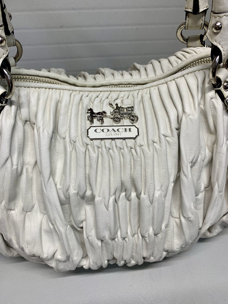 Coach Madison Gathered Leather Bag Off-White/Ivory Size Medium