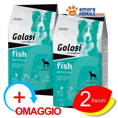 2 SACCHI - Golosi DOG → Fish Adult All Breed 12 kg (+ OMAGGIO) - Crocchette Cani