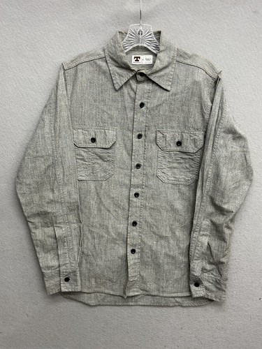 Tellason Shirt Mens Size Medium Gray Utility Button Up Work Made In USA