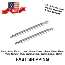 Spring Bars 1.5mm Double Shoulder 4 pack 316L Stainless Steel 8 to 24mm USA NATO