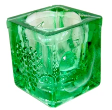 Sage Green Square Votive Teallite Glass Candle Holder Recycled Glass 3"