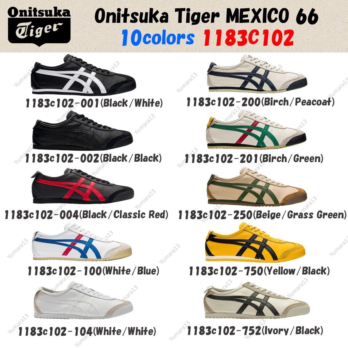 Onitsuka Tiger MEXICO 66 Sneakers Unisex 1183C102 10Colors Unisex Size Onitsuka Tiger MEXICO 66 Sneakers Unisex 1183C102 10Colors Unisex Size