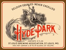 Nuevo letrero de metal Hyde Park Near Beer of St. Louis: Lg. Tamaño, 12x16" y envío gratuito