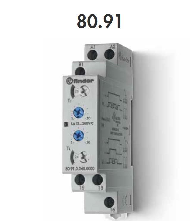 FINDER 80.91.0.240.0000 TEMPORIZZATORE MODULARE 16A - 250 V - 12...240V AC/DC