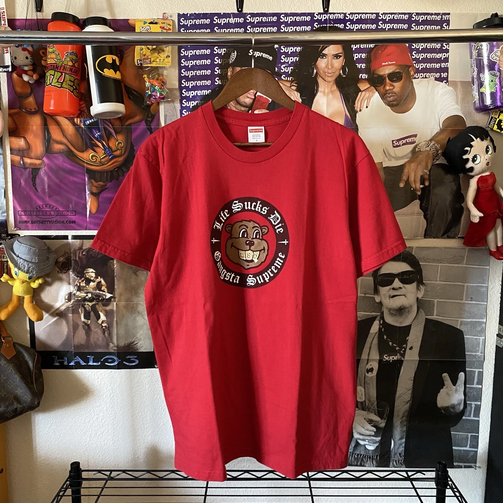 T shirt Supreme Life Sucks Die rouge 2018