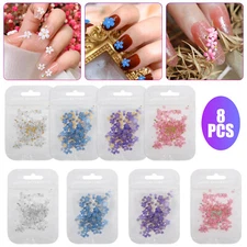 8 Bags 3D Resin Flower Nail Art Decoration Mixed Size Manicure DIY Accessories