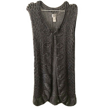 CHICO  S SILVER LONG SWEATER VEST DUSTER SIZE 1, M, 8, NWOT