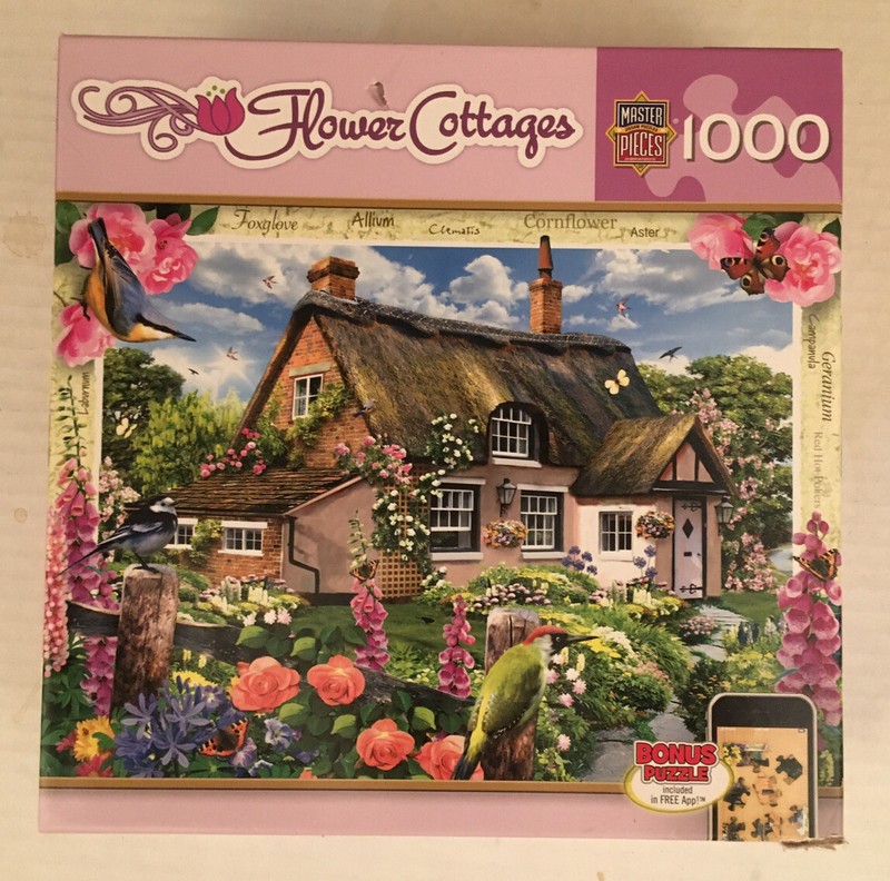 “FOXGLOVE COTTAGE” MASTER PIECES PUZZLE  1000 PIECES COMPLETE