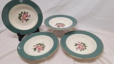 SET OF 4 VINTAGE CENTURY SERVICE Semi Vitreous EMPIRE GREEN SOUP BOWLS  8"