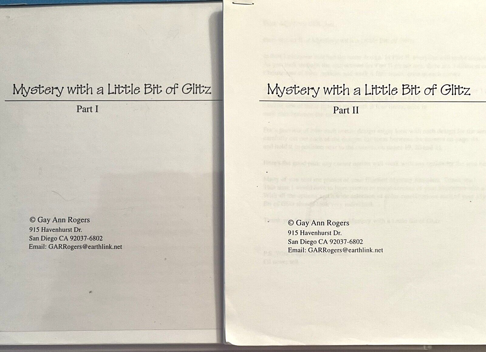 Gay Ann Rogers Needlepoint Chart Mystery with a Little Bit of Glitz Part 1 and 2