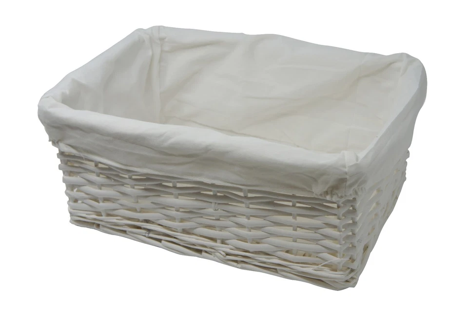 Storage Hamper Basket Medium White Wicker With Cloth Lining Pack Of 4 By Arpan - Image 2 of 4
