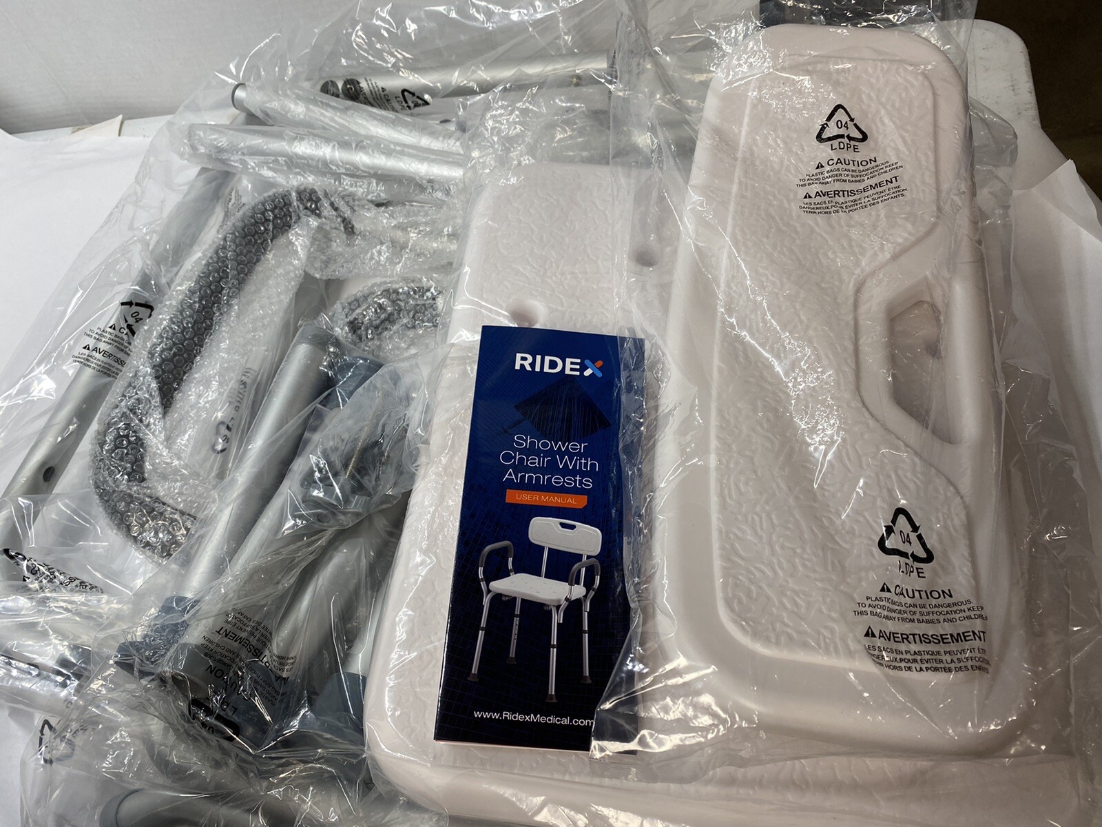 Ridex Waterproof Shower Chair Adjustable Bathtub and Bathroom Wide