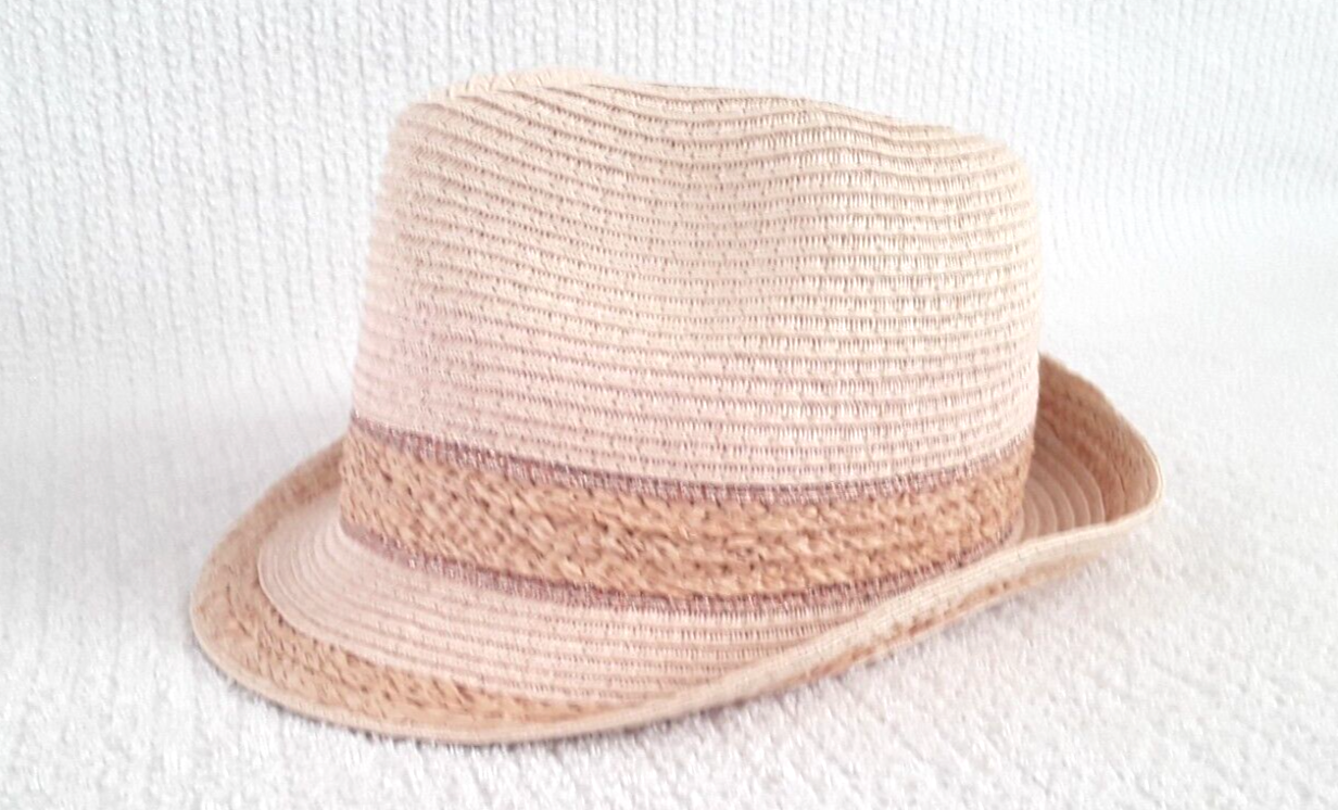Fedora Hat Cap Beige Gold Tan Paper Straw Women's Men's One Size Vince Camuto-image