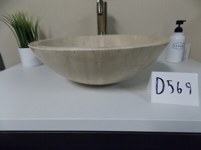 Eden Bath Round Stone Sink in White Travertine (EB_SS002WT-P, D569)