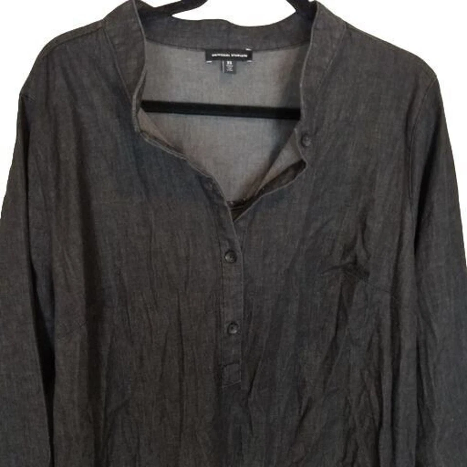 Universal Standard Dress Tunic Dress Mini Dress Denim Dress Shirt Dress XS Black - Image 3 of 4